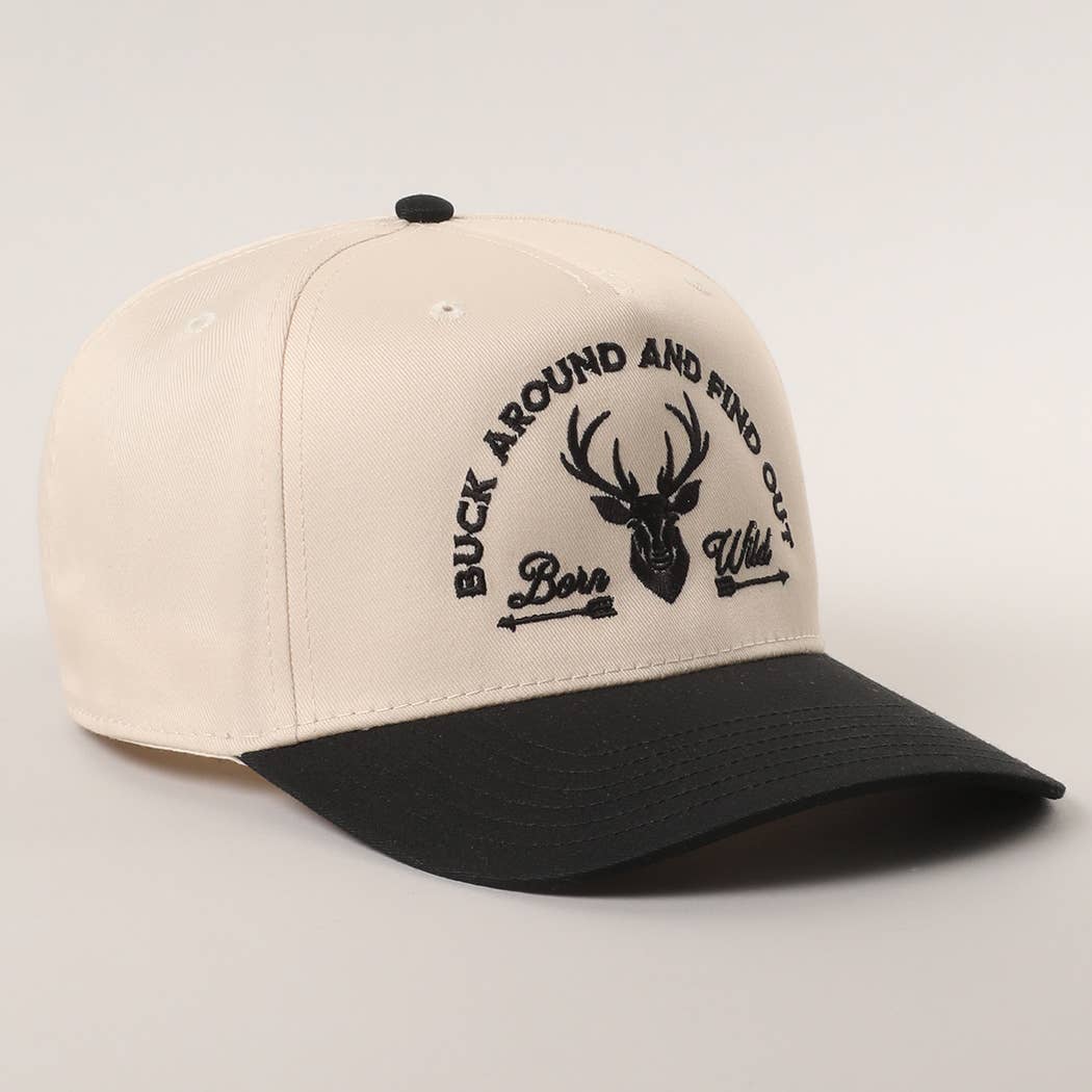 Buck Around And Find Out Embroidered Trucker Hat: BLK/NATL / One Size