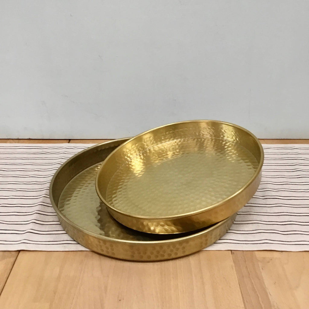 2-Piece Gold Hammered Trays