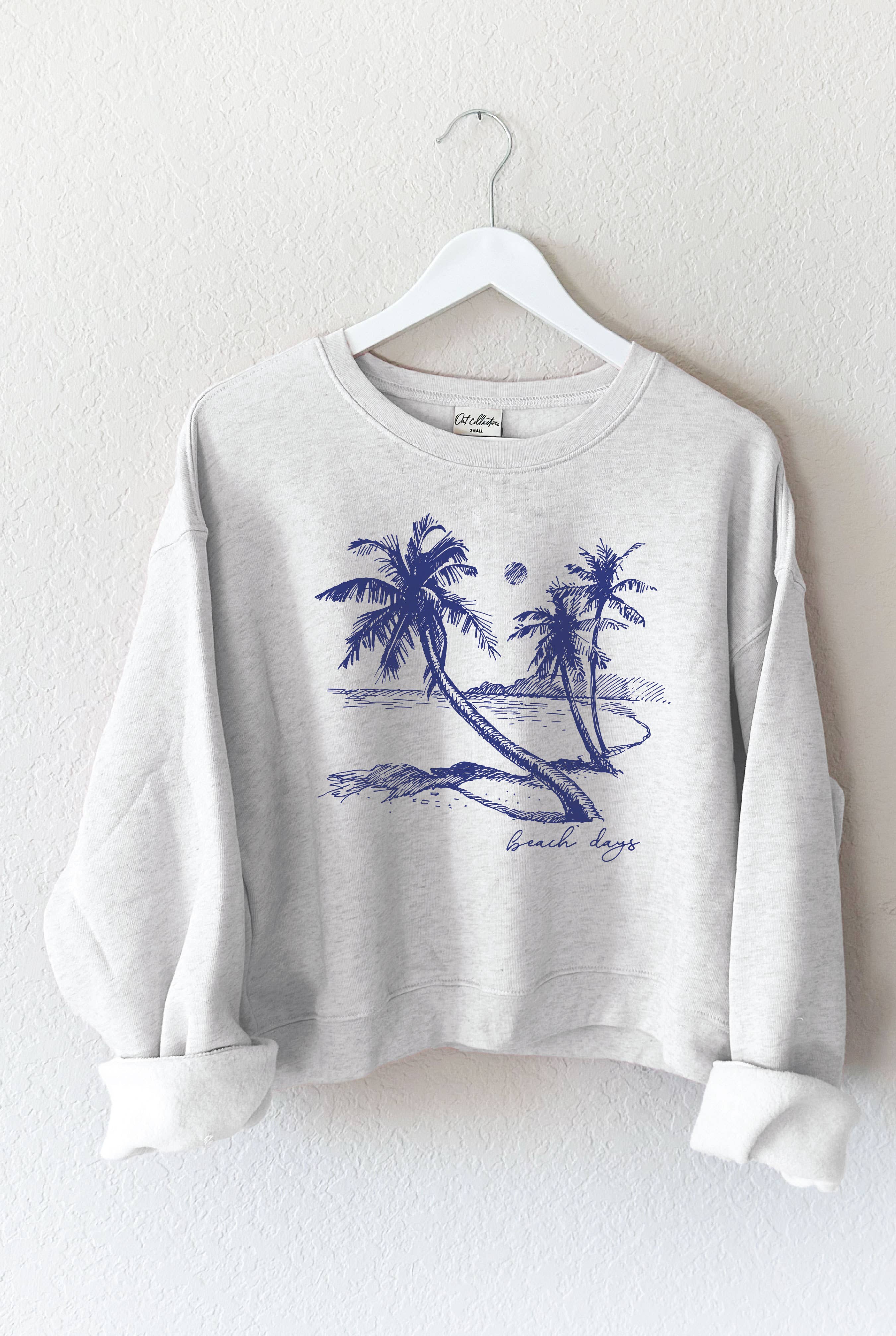 BEACH DAYS Mid Graphic Sweatshirt: ROSE / L