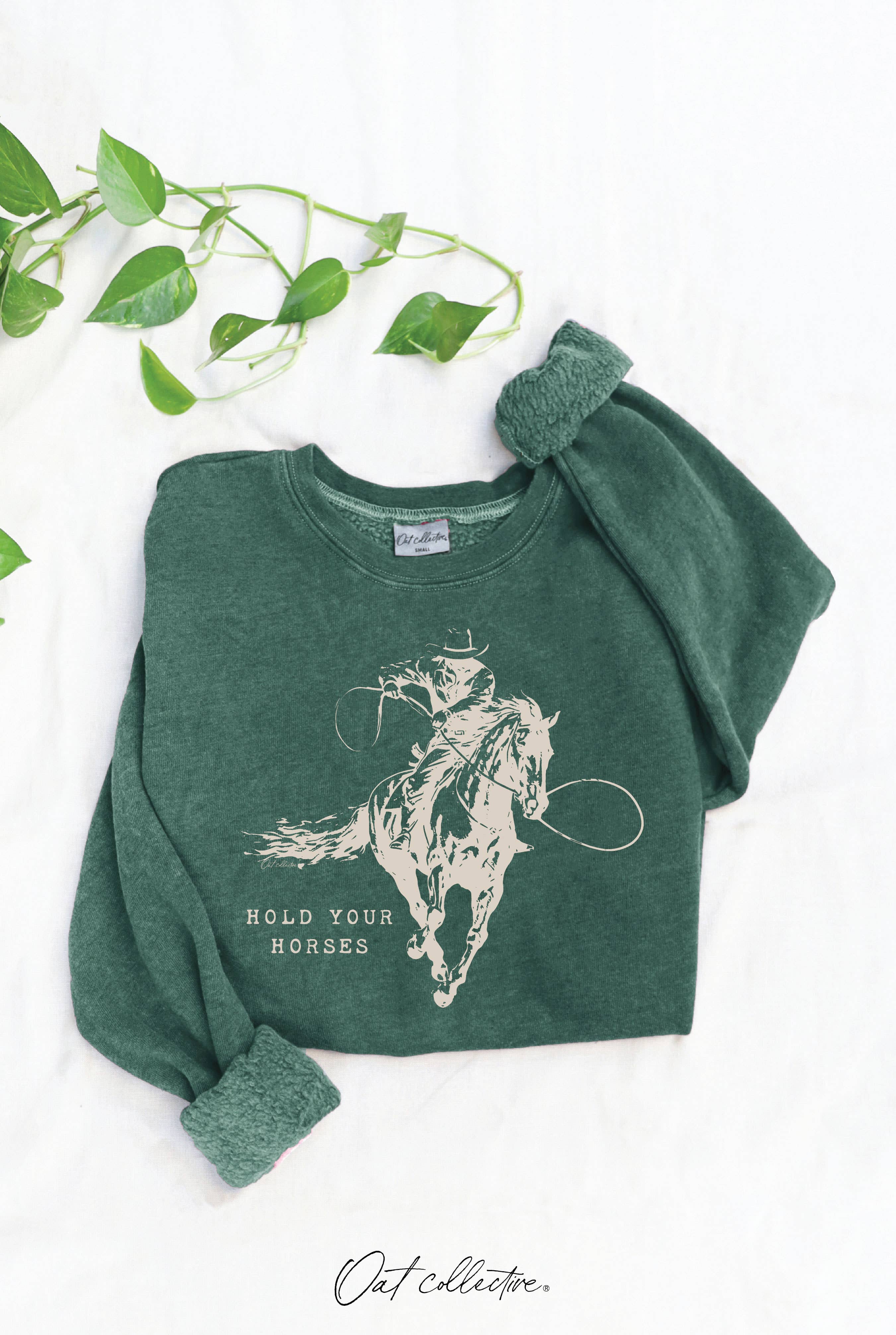 HOLD YOUR HORSES Mineral Graphic Sweatshirt: SOFT PINK