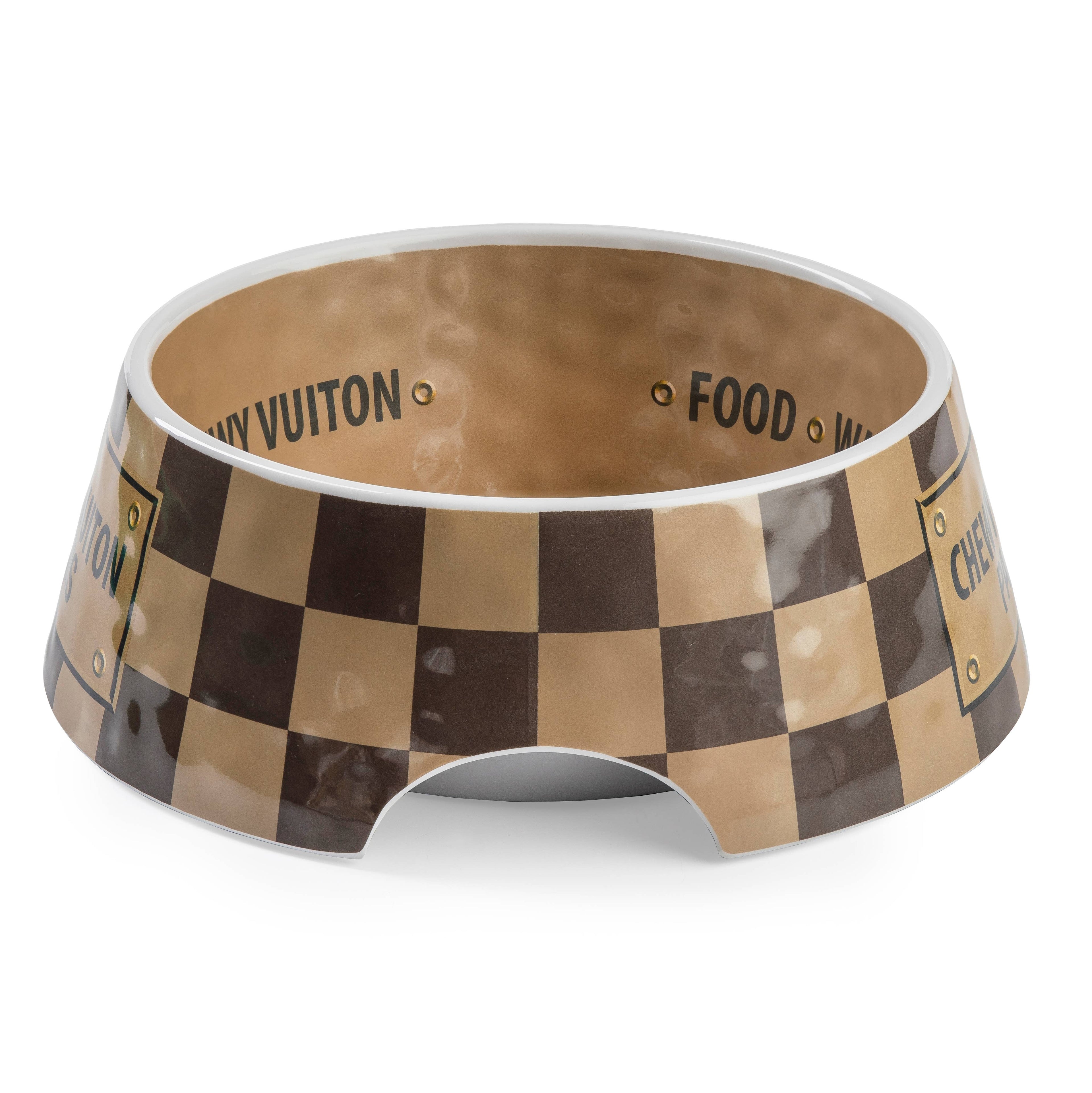 Tan Checker Chewy Vuiton Bowl - Large