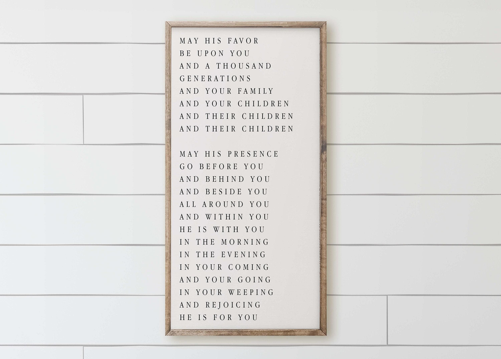 Wooden Frames - May His Favor Be Upon You | Housewarming: 16x30 / Oat
