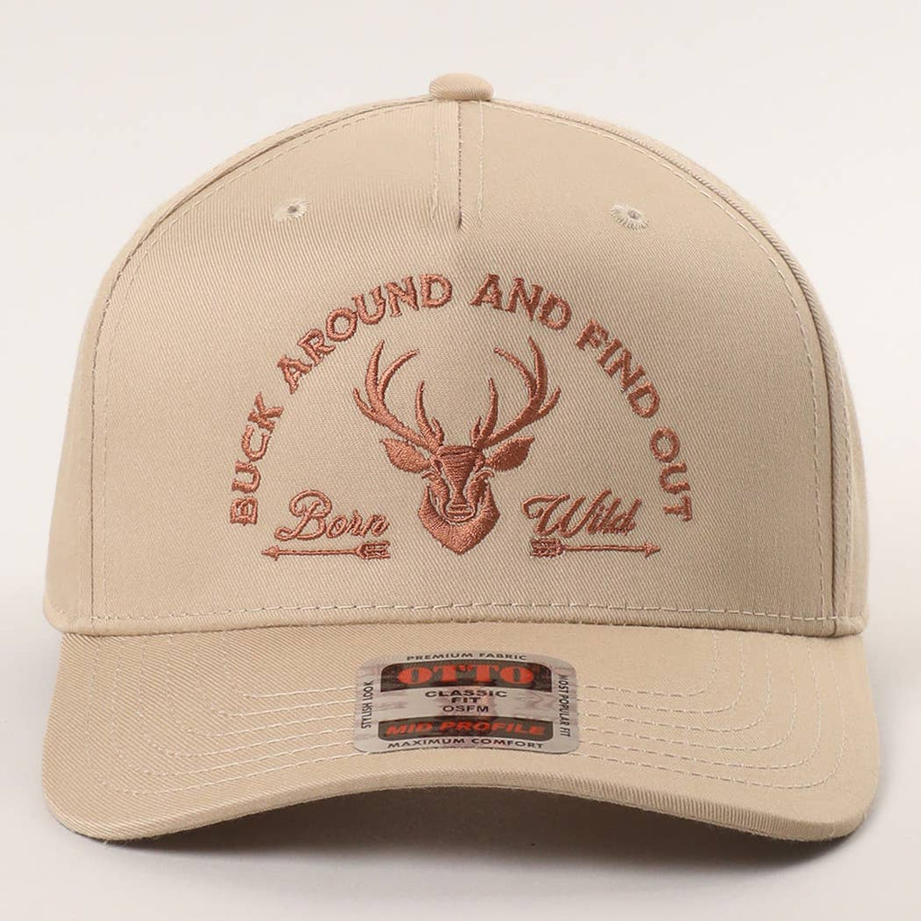 Buck Around And Find Out Embroidered Trucker Hat: BLK/NATL / One Size