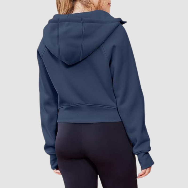 Women's Cropped Zip Up Athleisure Hoodie
