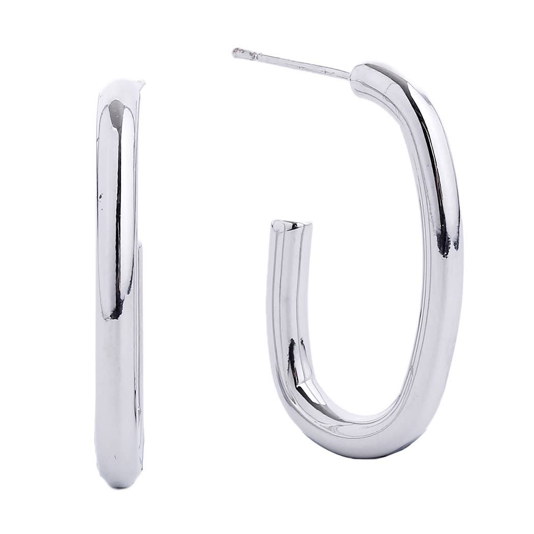 14K Gold-Dipped Long Post Earring: WHITE GOLD / ONE SIZE