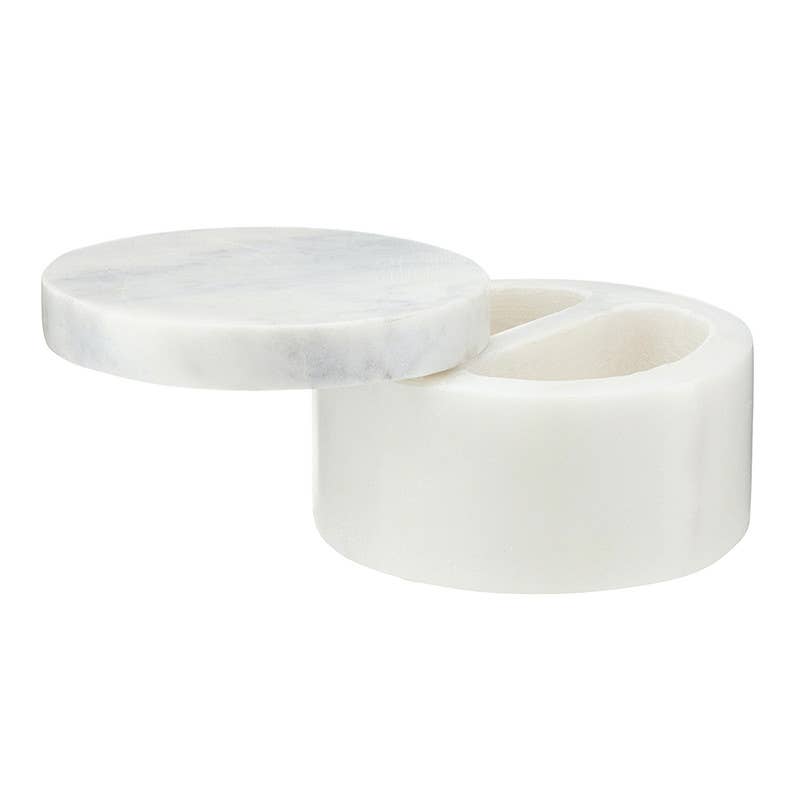 Marble Salt + Pepper Cellar: 3" Dia x 2" H