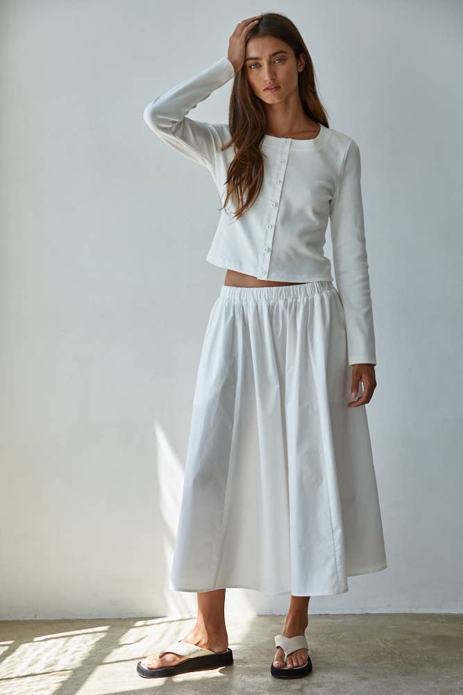 Knit Cotton Spandex Ribbed 3/4 Sleeve Cardigan