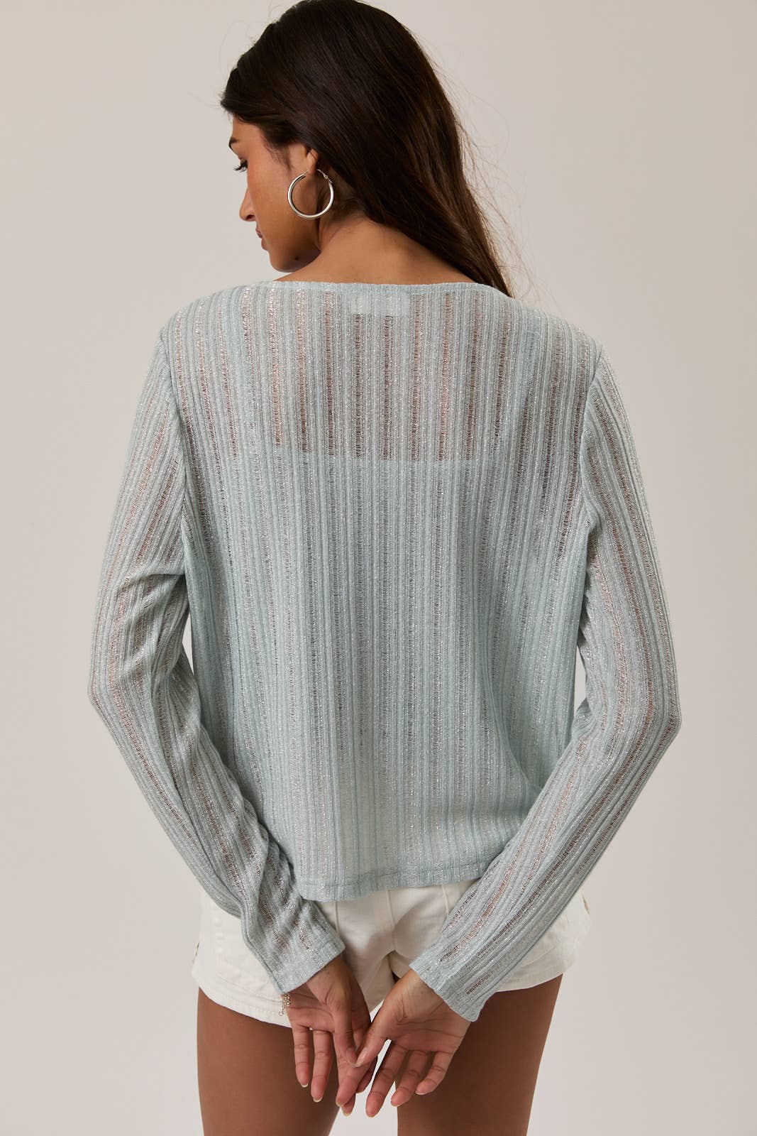 ROUND NECK KNIT CARDIGAN: MINT / M