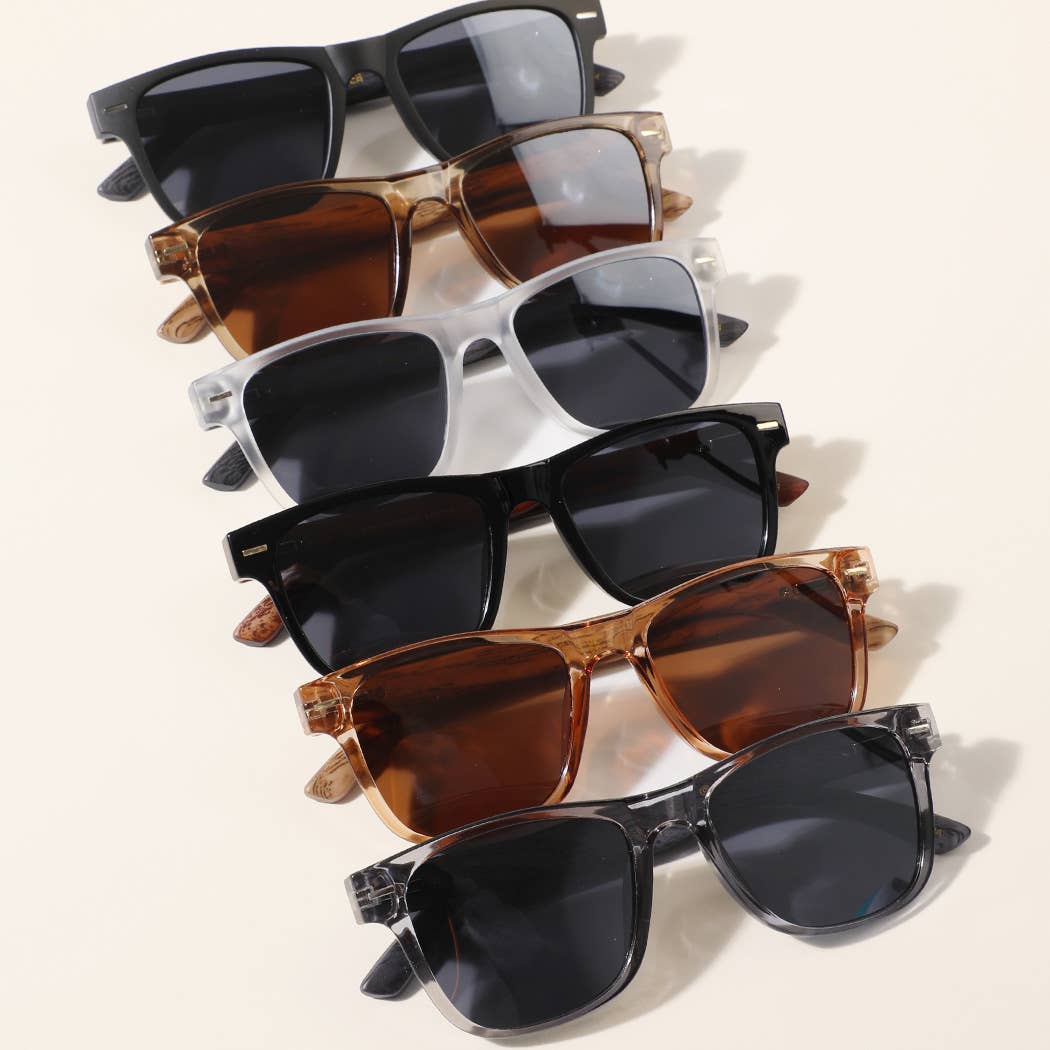 Square Shape Frame Wood Legs Fashion Sunglasses