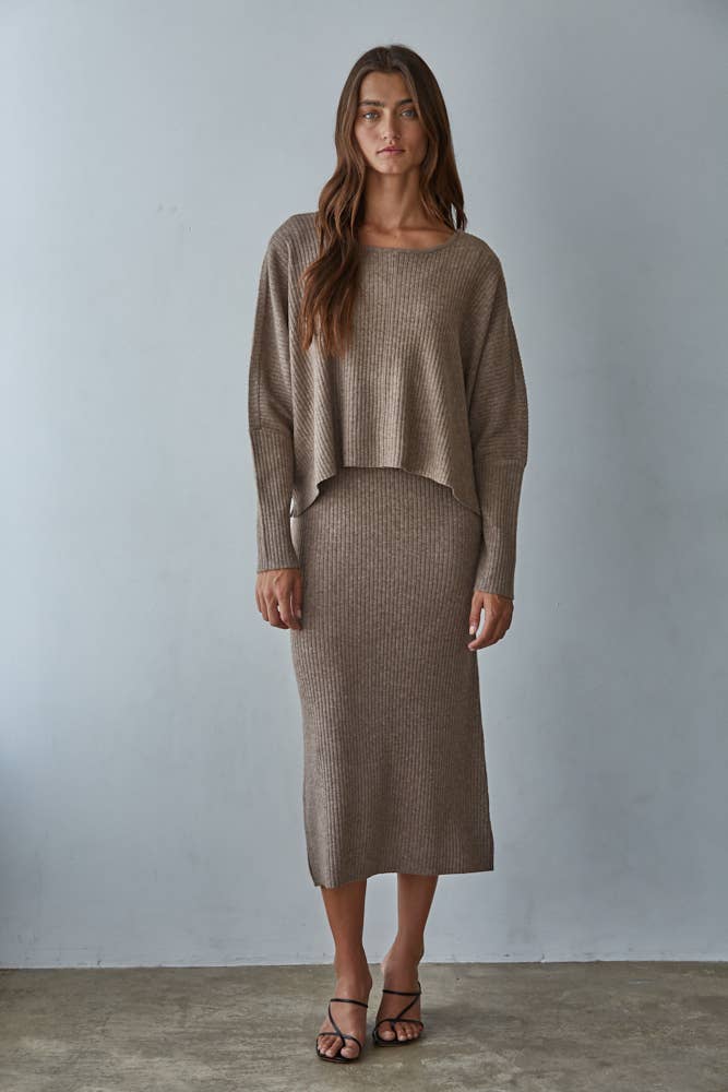 Knit Sweater Ribbed Round Neck Long Sleeve Top