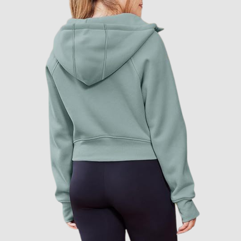 Women's Cropped Zip Up Athleisure Hoodie