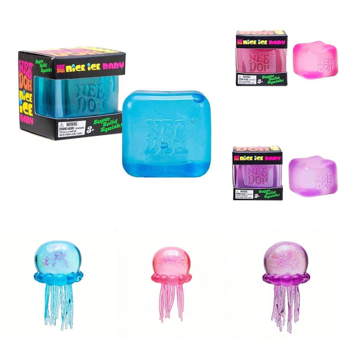 Nice Cube Jellyfish Squishy Sensory Stress Relief Toys in Box Squeeze Fidget Toy: Red cube / 1 pc